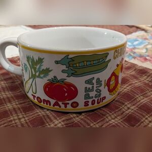 Vintage Large Soup Mug Celery Tomato Pea Chicken Onion Mushroom Veggie Potato